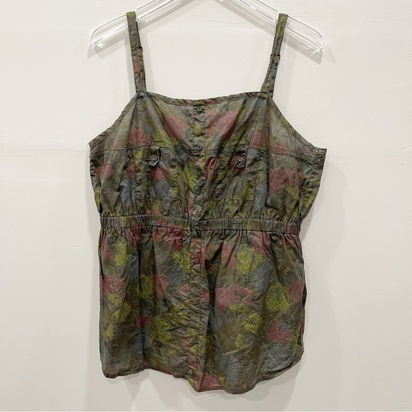 Torrid Floral Cargo Button Front Camisole Top Green Size 1 - Picture 1 of 6